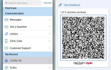 Image of QR code and digital vaccine record