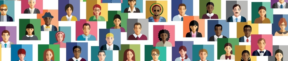 illustration of people from various cultures in squares